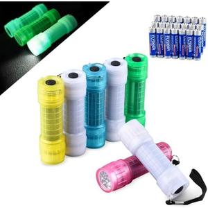 KunHe 7 Pack Glow in Dark Flashlights Mini 9-LED Flashlight for Kids Party Bulk Flashlights with Batteries for Class Teaching，Camping,Wedding