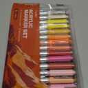 JusArt Acrylic Paint Markers Brush Tip 30 Colors, Water-Based No-Bleed Markers with Automatic Ink Control, Waterproof Acrylic Paint Pens for DIY Art & Crafts -Fabric, Rock, Wood, Glass, Ceramic, Metal