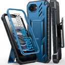 FNTCASE for iPhone 16e Phone Case: Military Grade [Built-in Screen Protector] [Belt-Clip & Kickstand] Matte Drop Proof Protection Cover | Rugged Shockproof TPU Protective Sturdy Cases 2025 - Blue