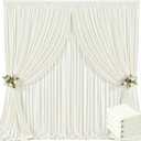 20ft x 10ft Ivory Backdrop Curtain for Wedding Ivory Wrinkle Free Backdrop Drapes Panels for Parties Baby Shower Bridal Shower Birthday Photo Photography Polyester Fabric Background Decoration