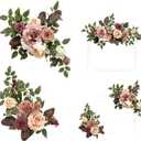 Ling's moment 2pcs Wedding Floral Swag Welcome Sign Artificial Flowers Backdrop Garland Dusty Rose & Mauve Ceremony Reception Wall Home Decorations Entryway Faux Outdoor Board Head Table Decor