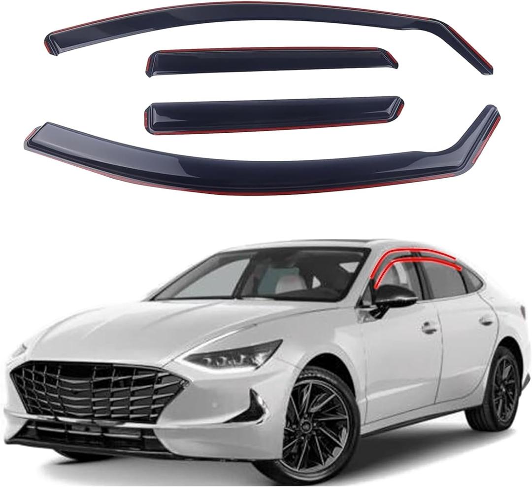 in-Channel Rain Guards 4-Piece Compatible with 2020-2025 Hyundai Sonata Window Visors Side Window Deflectors Vent Visor Shield Shade