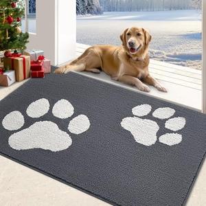 FONEYI Indoor Door Mat, 24"x36" Dog Mats for Muddy Paws, Rubber Backing Non Slip Super Absorbent Washable Entryway Rug, Low-Profile Front Back Door Mats, Inside Floor Doormats for Entryway, Dark Grey