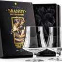 GLASSIQUE CADEAU 15 oz Medium Brandy, Cognac, and Armagnac Snifter Glasses | Set of 2 | Crystal Sniffer Bowls with Short Stem | Elegant Drinking and Tasting Glassware for Liquor and Spirits