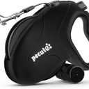 Pecute 32ft Retractable Dog Leash with Poo Bag Holder, Chew Proof Dog Leash with 360° TangleFree Extended, AntiSlip Handle & Quick Brake Button, Suitable for Dogs Up to 110lbs in Weight