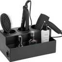 Hair Dryer Holder Hair Tool and Styling Organizer, Bathroom Countertop Blow Dryer Organizer, Vanity Storage Stand for Accessories, Makeup, Toiletries (Black)  MK154C