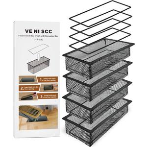 Floor Vent Screen Net, Air Vent Filter Mesh for Home Floor, Floor Register Cover Traps Catches Coin, Toys, Pet Food and Hair, Keeps Duct Cleaning - with Spreader Frame 4 Pack, 2x14 Inch