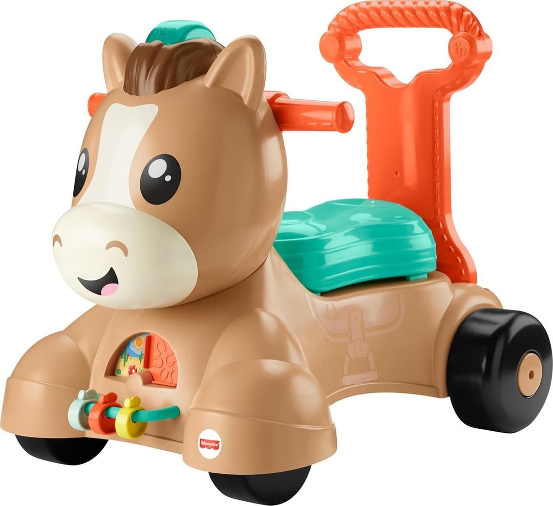 Fisher-Price Baby Learning Toy, Walk Bounce & Ride Pony Musical Walker & Ride-On for Infants & Toddlers Ages 9+ Months