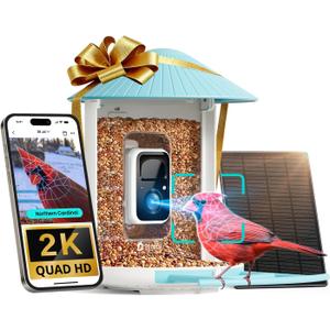 NETVUE by Birdfy Smart Bird Feeder with Camera Solar Power, Smart AI Birdwatching Camera, Auto Capture & Notify, Clear Day & Color Night Video & Pictures, Ideal Gift for Lover