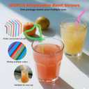 100PCS Flexible Plastic Straws, Colorful Disposable Bendy Party Fancy Straws12.8inch Extra Long Straws Party Decorations