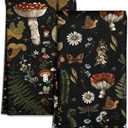 Microfiber Kitchen Towels - Set of 2 Dish Towels for Kitchen 18 x 26 Inch Home Decoration Black Mushroom Cute Spring Hand Towels Soft & Absorbent Aesthetic Design