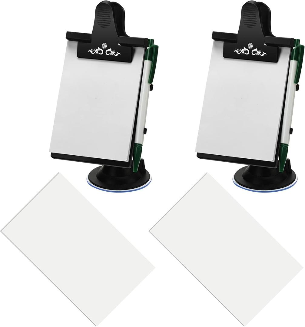 Harloon 2 Pcs Car Notepad Holder with Mount Car Memo Pad with Pen Pad Mount Clip Board Dashboard Clipboard Universal Suction Cup Message Flexible Neck Stationary Set for Home Office Kitchen Supplies