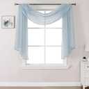 DONREN Sheer Scarf Curtain for Bedroom - Window Topper Valance Voile Panel Classic for Sons/Boys/Seniors Room (W34 x L144, 1 Pack, Dusty Blue)