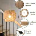 11.8" Boho Jute Plug in Pendant Light, Handwoven Natural Hanging Lamp Plug in with Dimmable Light Switch, Wicker Hanging Light Fixture for Bedroom Living Room Kitchen (No Bulb Included)