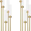 2PCS Gold Floor Candelabra,5 Arm Candle Holder Tall Floor Candle Holder with Acrylic Lampshade for Wedding Table Birthday Party Home Decoration Fit LED Taper Candles