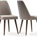 Modern Upholstered Dining Chairs Set of 2 - Wood Leg, Comfy Accent Side Chairs for Dining Table - Performance Fabric - Tool-Free Easy Assembly - Farmhouse Dining Chairs Set of 2