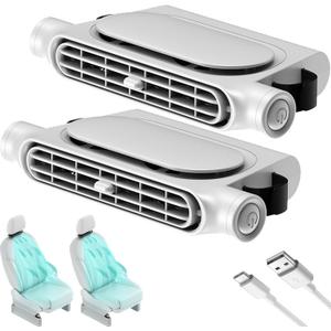 2 Pack Car Seat Fan for Backseat for Kids, Mini Portable Battery Operated Back Seat Baby Quiet Headrest Neck Cooling Fan with 3 Adjustable Wind Speeds All Cars Vehicle RV Truck