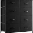 OLIXIS Dresser for Bedroom with 8 Drawers, Tall Fabric Dresser for Storage and Organization, Bedroom Dressers, Chest of Drawers for Living Room, Closet (Modern Black)