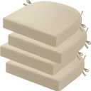 idee-home Outdoor Chair Cushions Set of 4, Thick 17" x 17" x 3" Outdoor Seat Cushions Patio Furniture Waterproof with Ties, Dining Pads (17x17x3 Inch (Pack of 4), Beige)