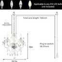 2PCS Plug-in 5 Light Crystal Hanging Pendant Lights Acrylic Chandelier with Clear Cord & On/ Off Switch H19 D19.7 for Kitchen Island Girls' Room Dining Area Laundry Pavilion