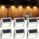 SOLPEX Solar Step Lights, 6 Pack Solar Stair Lights, Outdoor Fence Lighting, Solar Powered Deck Lights Waterproof 4 LEDs for Stairway Patio Porch Pathway Walkway Garden (Warm White)