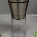 Manual Salt or Pepper Grinder for Professional Chef, Best Spice Mill with Stainless Steel Cap, Ceramic Blades and Adjustable Coarseness, Refillable Glass Body with 6OZ Capacity (5.3H-1 Pack)