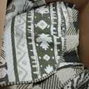3 Piece Cabin Full/Queen Quilt Sets Farmhouse Rustic Reversible Microfiber Soft Lightweight Bedspread Comforter with 2 Shams Patchwork Country Lodge Bedding Quilts Set for All Season, 90''x96'', Green
