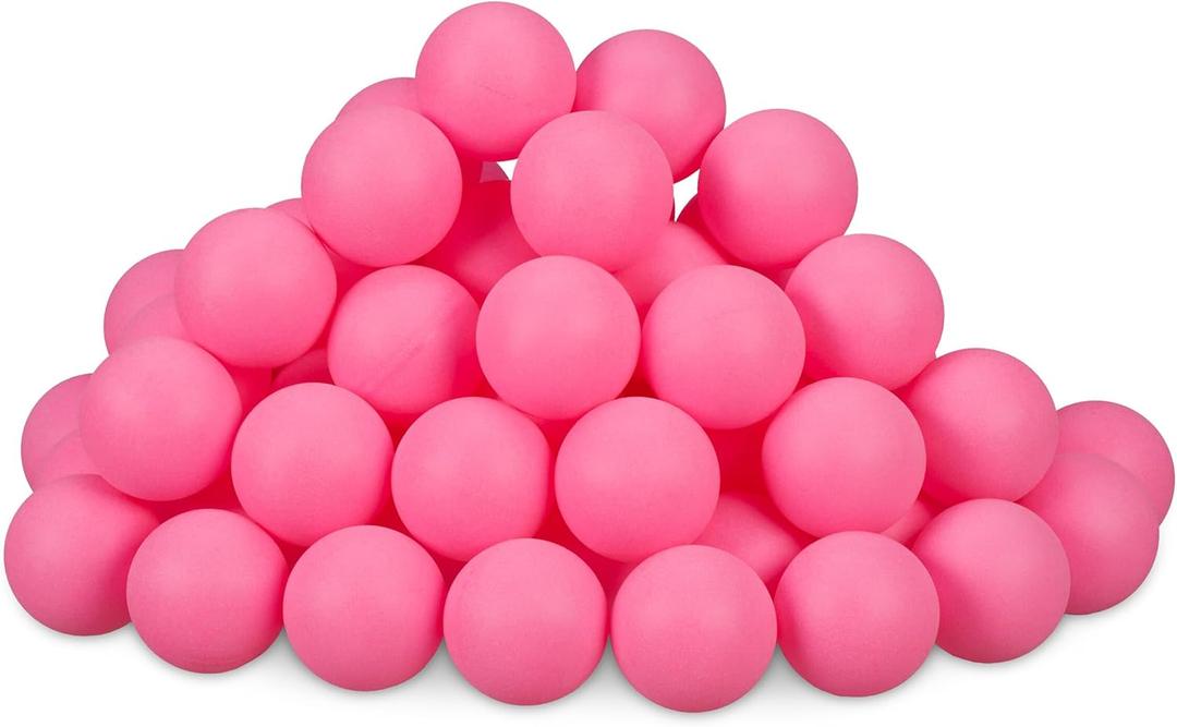 Relaxdays Ping Pong Balls, 100x Pieces, Table Tennis, Plastic, Plain, Beer Game, Drink, Large Set, Party, 40mm Ø, Pink, 100%, 4 x 4 x 4 cm