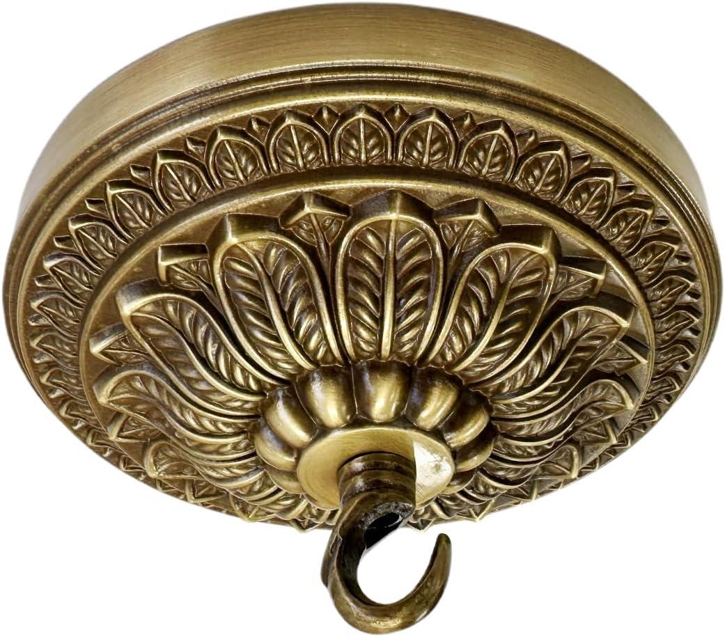 5.9 inches Brass Ceiling Light Canopy Plate, Antique Mounting Canopy Kit for Pendant Light, Hanging Fixture, Chandelier Plate Cover (Retro) (5.9'', Aged Bronze Gold)