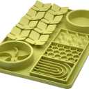 Slow Feeder Bowl, Silicone Lick Mat with Suction Cups for Dog Cat, Snuffle Mat for Pet Smell Training, Puzzle Toys for Bored Puppy, Interactive Sniff Mat for Slow Eating and Keep Busy, Green