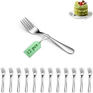 Dessert Forks Set of 12, Berglander Stainless Steel 5.5 Cake Fork for Cocktail, Dessert, Cake, Tea, Fruit, Cheese, Appetizer Small Forks for Party, Hotel, Restaurant, Cafes Dishwasher Safe