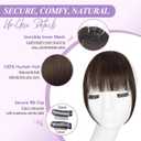 Yorda Bangs Hair Clip 100% Human Hair Clip in Bangs Fringe with Temples Wispy/French Bangs for Women Natural Looking for Daily Use (Wispy Bangs, Dark Brown)