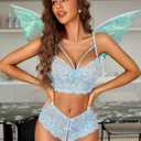 Avidlove Women Lingerie Sets Sexy Lace Bra and Panty Sets 2 Piece Lace Babydoll Outfits S-XXL (Blue, XL)