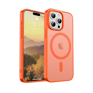 SUPFINE Magnetic for iPhone 15 Pro Case (Compatible with MagSafe) (Military Grade Drop Protection) Slim Translucent Matte Shockproof with Anti-Fingerprint Phone Case,Orange