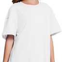 CharmWM Girls Fashion T Shirts Raw Hem Oversized Summer T Shirt Short Sleeve Tops Tees Shirt 5-14 Years (White)