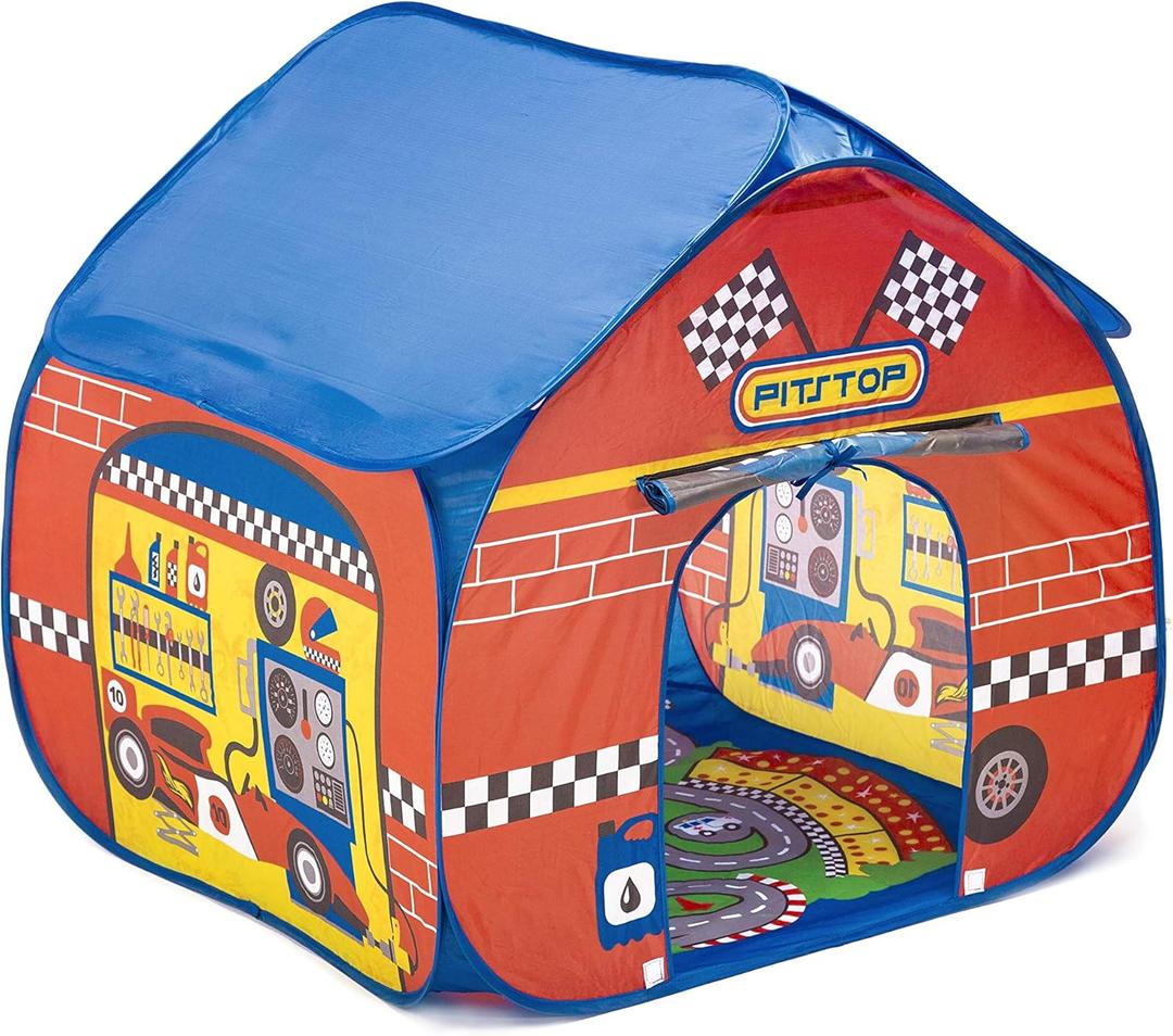 Fun2Give Pop-It-Up Pit Stop Tent with Race Mat Playhouse , Red
