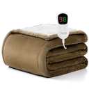 Homemate Heated Blanket Electric Throw - 50"x60" Heating Blanket Throw 1/2/4/6/8 Hours Auto-Off 10 Heat Level Over-Heat Protection Flannel Sherpa ETL Certification