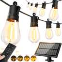 50ft-Solar-Powered-Lights-Outdoor-Waterproof-String Lights-Outside-Patio-Yard-Garden-Fence-Backyard-Deck-Porch-Balcony-Patios-Camping-Battery-Operated-LED-Fairy-Strip-Lighting-Hanging-Edison-Bulbs-S14 (50FT(15 Sockets))