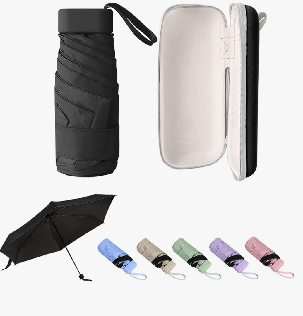 GUARAY Mini Umbrella with Case – Lightweight Folding Compact Travel Accessory, Small Sun Umbrella UV Protection for Girls, Kids & Adults, Fits in Purse Pocket Backpack