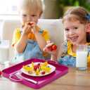 Square Serving Trays with Handles Melamine Hot Pink 12.5x12.5 Inch Spill Proof Kitchen Eating Trays Set of 2 for Cafeteria Cafe Food Appeizer Dessert Snack Dinner Lunch Breakfast,TR12-02