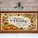Thanksgiving Give Thanks Garage Door Banner 13x6ft Pumpkin Cornucopia Harvest Decor Outdoor Indoor Photo Background Mural Decorations Party Backdrop Fall Door Decor Celebration Banner