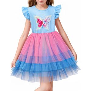 LQSZ Girls Tulle Dresses Princess Flutter Sleeve Tutu Dress for Toddler Girl 3-12 Years (7-8 Years)