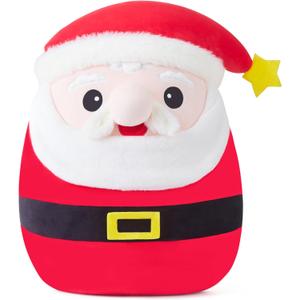 Large Christmas Santa Plush Pillow Stuffed Plush Toy,12" Big Size Cute Soft Toys Fat Kawaii Hugging Cuddle Plushie,Xmas Gift for Kids
