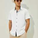 JEKAOYI Men's Button Down Dress Shirts Short Sleeve Casual Shirts Wrinkle Free Business Shirt Stain Sheild (White, XL)