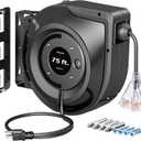 DEWENWILS 75FT Extension Cord Reel, 14/3C SJTOW Retractable Extension Cord Reel, Lighted Triple Outlets, 10A Circuit Breaker, Heavy Duty Power Cord, UL Listed, Ceiling/Wall Mount (Black)