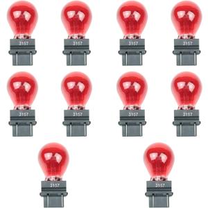 10 Pack Car Instrument Light Bulb, 3157 Brake Light Bulb, 12 V 21/5 W Automobile Lighting Replacement Accessory, Universal for Most Cars, Trucks and Vans (Red)