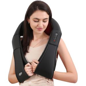 Careboda Shiatsu Neck and Back Massager with Soothing Heat, Electric Shoulder Massage 8 Nodes Deep Tissue 3D Kneading Massages for Pain Relief, Best Christmas Gifts for Man, Woman, Friends, Parents (Black)