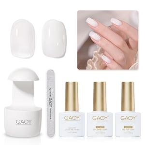 GAOY 3 Pcs Gel Nail Polish Kit with Mini UV Light, Include Milky White Sheer Gel Polish, Base Coat and Top Coat for Nail Art DIY at Home