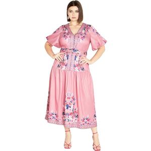 City Chic Pink Floral Dress 16 Plus Size Women's Dress