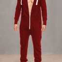 Adult Onesie Pajama for Men & Women | One Piece Hooded Jumpsuit, Ultra Soft Fleece | Loungewear, Sportwear (Red, XXL)